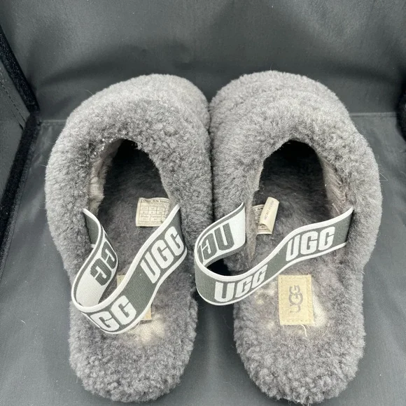 UGG Charcoal Fluffy Slides - Picture 8 of 11